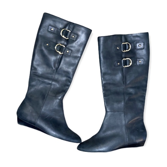 Seychelles Vintage Leather Matte Black Tall Buckle Boots - Picture 3 of 13